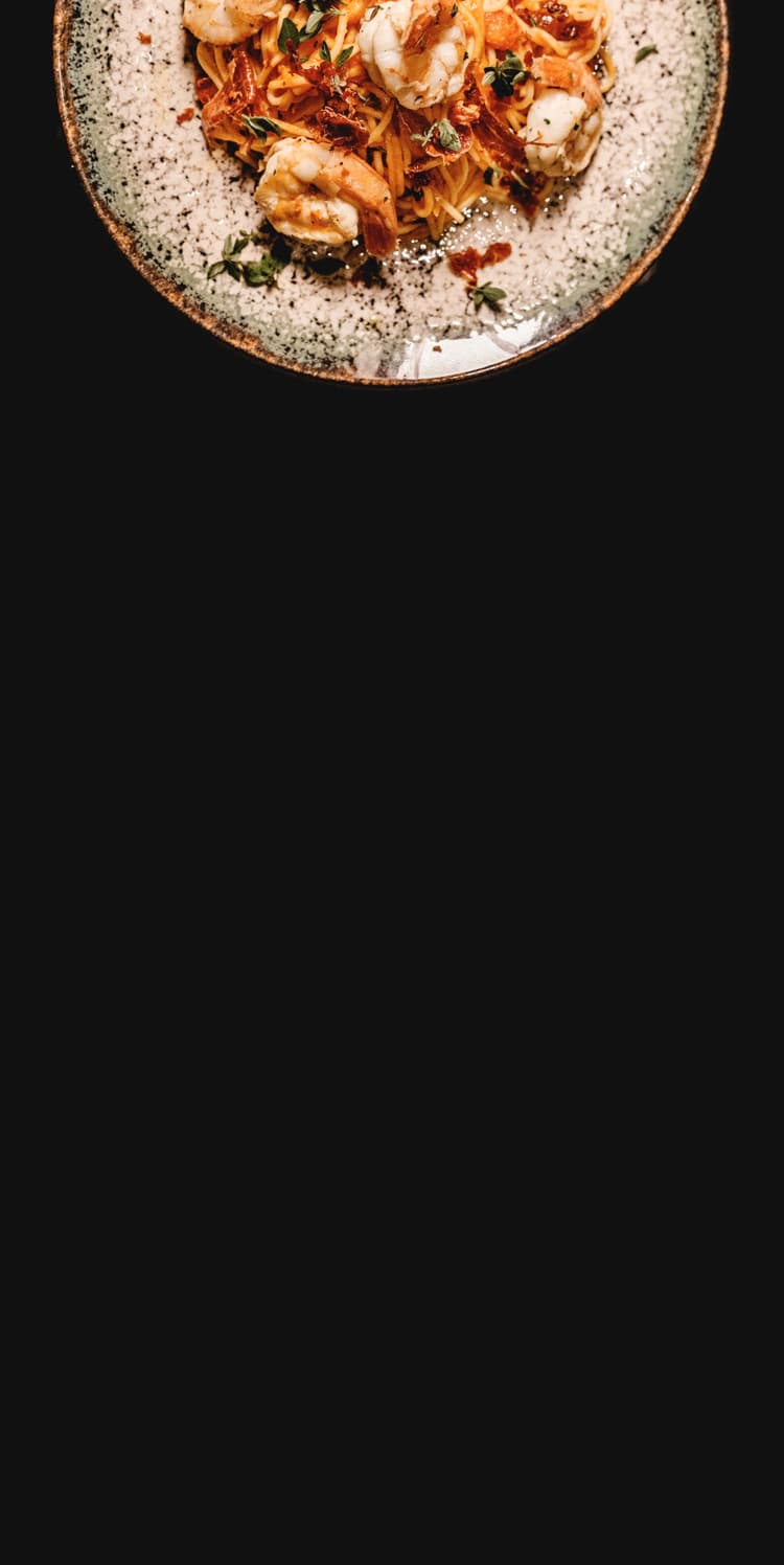 plate with shrimp scampi spagetti